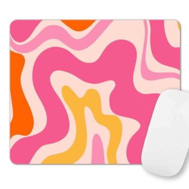 Imagem de SXCKANG Mouse pad pequeno, textura premium retangular padrão redemoinho laranja computador bonito design mouse pad feminino mousepad antiderrapante base de borracha para escritório, rosa abstrato onda