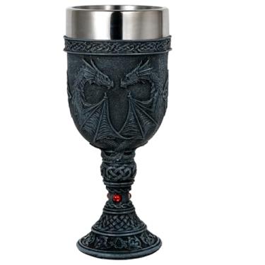 Imagem de alikiki Cálice Medieval Dark-Night Dragon - Dungeons and Dragons Gifts Game Ideas of Thrones Merchandise Copo de Aço Inoxidável 200 ml Gótico GOT Dragon D&D Cálice Decoração de Festa Colecionável