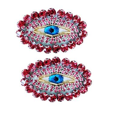 Imagem de Patch de olho de strass, 2 peças de adesivos de olho turco de cristal vermelho brilhante do Egito, lindos adesivos costurados para mochilas faça-você-mesmo, jaqueta, camiseta roupas