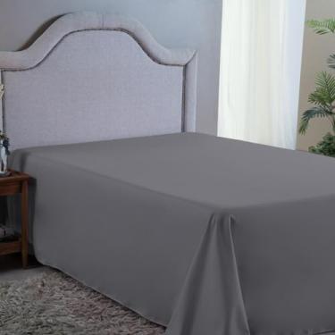 Imagem de Lençol Casal Padrão 400 Fios Avulso Cama Box e Padrão Sem Elástico (Cinza)