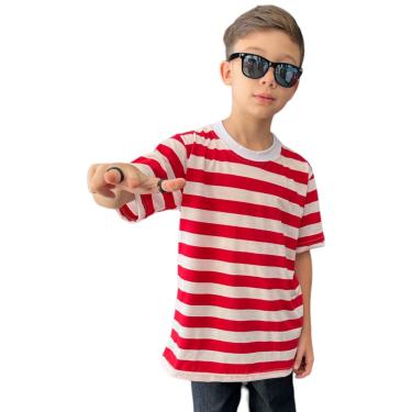 Imagem de Infantil - Camiseta Oversized Listrada Vermelha Stecchi  menino