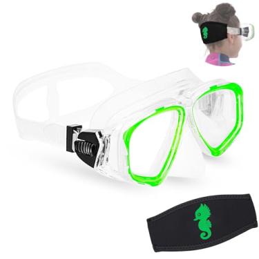 Imagem de OMGear Óculos de natação para meninos e meninas com tampa do nariz, kit de snorkel para crianças, máscara de mergulho para esportes aquáticos ao ar livre (verde)