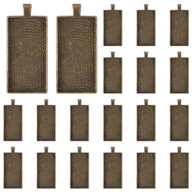 Imagem de AUEAR, Bandejas retangulares com pingente camafeu bisel bronze antigo espaços em branco para montagem de joias fotográficas, Vidro, Sem Pedra Preciosa