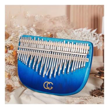 Imagem de Piano de polegar de 34 teclas, piano de dedo fácil de aprender para iniciantes Kalimba mini instrumento musical portátil (azul)