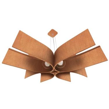 Imagem de Lustre Luminária Pendente em Madeira Artesanal com 4 Cúpulas de Vidro, Bivolt e Cabo com Altura Regulável. (Mel)