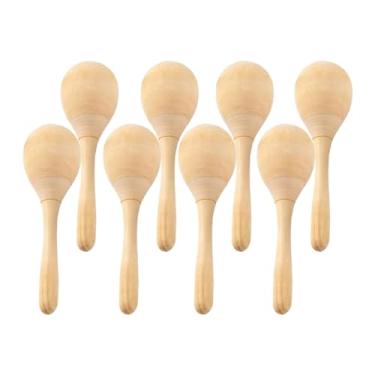 Imagem de Dynwave 8x madeira maracas mão percussão chocalhos artesanato brinquedos diy pintados à mão maracas inacabado em branco para decoração de artesanato de férias, eu