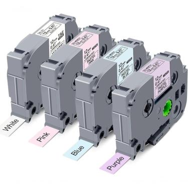 Imagem de Kit 4 Fitas Tze Tz 231 Compatível P/ Rotulador Brother Pastel