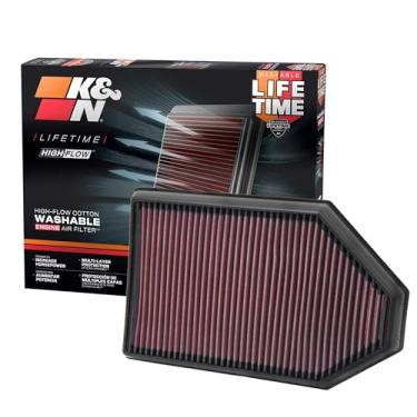 Imagem de K&N Filtro de ar do motor original de alto fluxo vitalício: Aumento de potência: Premium, Lavável: Compatível com Chrysler/Dodge: 300, Challenger, Charger, 33-2460