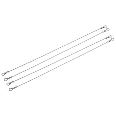 Imagem de YOKIVE 4 cabos de cordão de aço inoxidável, corda de fio de segurança com ilhós | Ótimo para portas, cortinas, lâmpadas suspensas (prata, 2 mm x 30 cm)