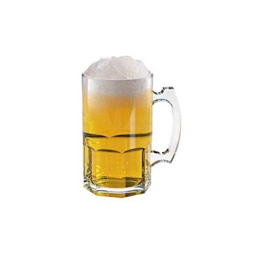 Imagem de QG Caneca de cerveja de plástico acrílico transparente de 680 g com alça conjunto de 4