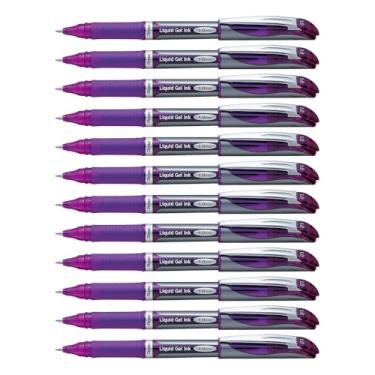 Imagem de Pentel Caneta de gel líquido ENER-GEL Deluxe, ponta de metal, tinta violeta, caixa com 12 (BL60-V)