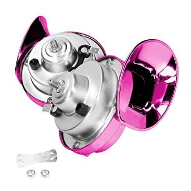 Imagem de Moly Magnolia Buzina de trem super alta 300DB, 2 peças caracol elétrico a ar para carro, buzina dupla à prova d'água, kit de substituição de buzinas de ar 12 V, acessórios automotivos universais para motocicleta, caminhão, bicicleta, barco (rosa)