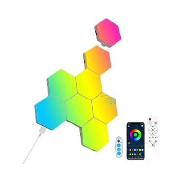 Imagem de Luz Noturna RGB Hexagonal com Bluetooth - Controle Remoto via App para
