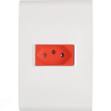 Imagem de Conjunto 4x2 com 1 Tomada 2P+T Tramontina Liz 20 A 250 V Branco e Verm