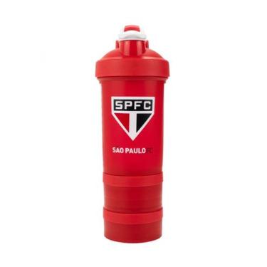 Imagem de Garrafa Shakeira Mola 2 Compartimentos 500ml - São Paulo SPFC - Mileno