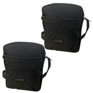 Imagem de kit 2 pochetes de ombro preta shoulder bag grande espaçosa para guarda