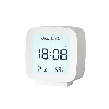 Imagem de Estação de Temperatura Com Display LED, Data, Temperatura e Umidade, Mini Termômetro Digital Portátil de Temperatura Ambiente para Casa e Escritório (Branco)
