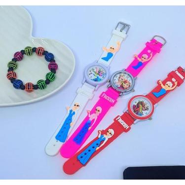 Imagem de Kit Relógio Infantil Analógico Super Heróis Desenho 3D Silicone Menino