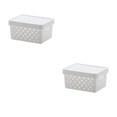 Imagem de Kit 2 Caixa Organizadora C/ Tampa 19x14x10  Quadratta Branco 896 Param