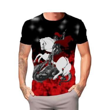 Imagem de Camiseta Unisex São Jorge Oração Padroeiro Estampada Preta - FC Moda C