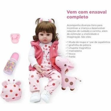 Imagem de Bebê Reborn Helen Boneca Realista Pode dar Banho 48CM Girafinha Anjos 