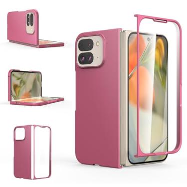 Imagem de Foluu Capa Slim Fit para Google Pixel 9 Pro Fold 2024, com protetor de tela frontal integrado, policarbonato fosco ultrafino com aderência antiderrapante para Google Pixel 9 Pro Fold 2024 (rosa)