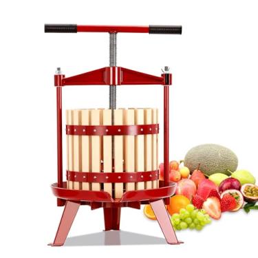 Imagem de Prensa manual de frutas, máquina de suco para vinho, cidra, maçã, tintura, legumes, mel, azeite de oliva, alça em T, estrutura triangular estável, capacidade de 12 litros (madeira, 3,17 galões)