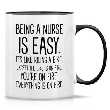 Imagem de Retreez Caneca engraçada - Being a Nurse is Easy 325 ml canecas de café de cerâmica - engraçada, sarcasmo, motivacional, RN, estudantes de enfermagem, presentes de aniversário inspiradores - Caneca