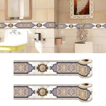 Imagem de Papel de parede para borda de PVC, revestimento de parede removível, autoadesivo, azulejos, decoração fácil de aplicar para banheiro e cozinha (estilo 3)