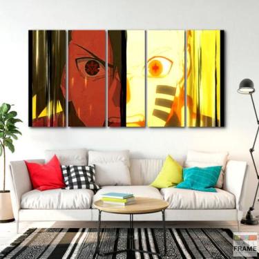 Imagem de Quadro decorativo Naruto Sasuke Para Quarto Mosaico 5 Peças - Wall Fra