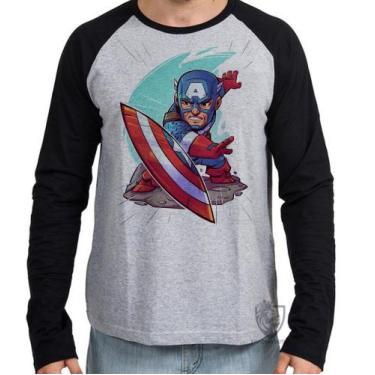 Imagem de Camiseta Manga Longa blusa Capitão America Geek - Empório Dutra, M  ad