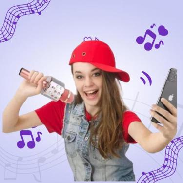 Imagem de Microfone Bluetooth Sem Fio Youtuber Karaokê COR DOURADO - KROKE