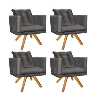 Imagem de Kit 04 Poltrona Milena Confort Base Giratória Caramelo Com Almofada Sa