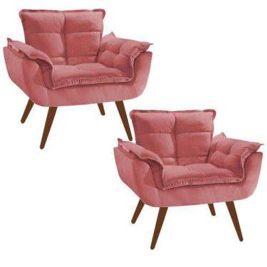 Imagem de Kit Com Duas Poltrona Opalla Rosa - MOVEIS ÁGUIAS 
