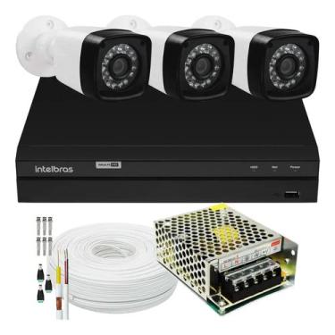 Imagem de Kit Cftv 3 Cameras Segurança 1080p Full Hd Dvr Intelbras Shd