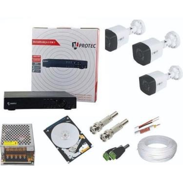 Imagem de Kit Sistema de Monitoramento Completo 3 Câmeras Segurança Infravermelh