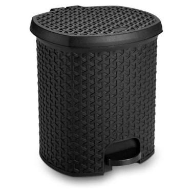 Imagem de Lixeira Cesto 6L Rattan Rosa Com Pedal Perfeita P/ Escritório Cozinha 