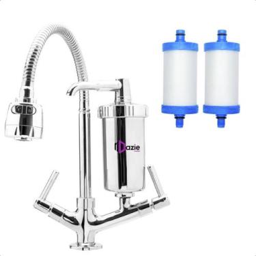 Imagem de Torneira Com Filtro Gourmet Cozinha Bancada 1/4 Volta Flexível + Refil
