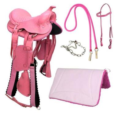 Imagem de Kit Sela Americana Infantil SV01011 - Rosa - Selaria Vertentes