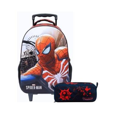 Imagem de Kit Mochila De Rodinha E Estojo Spider Man 10970 Escolar - Xeryus