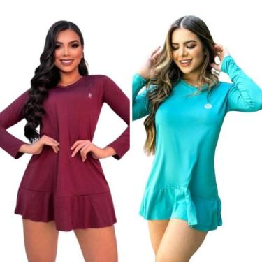 Imagem de Kit 2 Saídas de Praia Vestido feminino proteção solar UV 50+ FPS - For