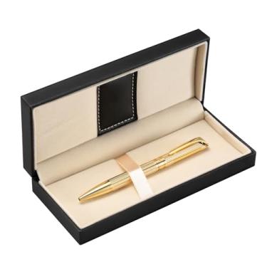 Imagem de Caneta esferográfica Penneed com caixa de presente, caneta retrátil para homens e mulheres, executiva, escritório, material escolar, recarregável 1,0 mm, tinta preta B5, Dourado
