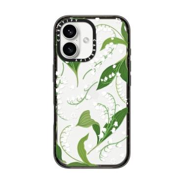 Imagem de CASETiFY Capa Impact para iPhone 16 [fina/2,5 m. Proteção contra quedas de grau militar 4X/compatível com carregamento sem fio] - Lírio do Vale - Preto transparente