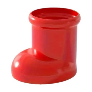 Imagem de Ioensy Vaso de flores porta-lápis, artesanato, organizador de mesa, suporte de pincel de maquiagem, estatueta de porcelana para estante, quarto, mesa de café, Vermelho