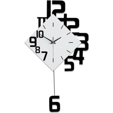 Imagem de Relógio de parede grande, relógio de parede silencioso moderno, relógios de parede decorativos sem tique-taque, operados por bateria, design simples decoração relógio de pêndulo para sala de estar,