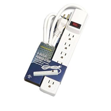 Imagem de CEP Construction Electrical Products 8194 Tira de energia de plástico profissional de 6 saídas com disjuntor de 15 Amp