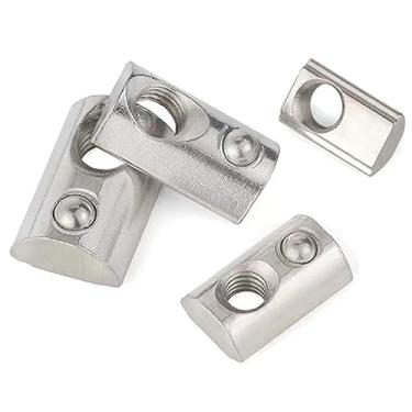 Imagem de Série 4040 M5 T Slot Meia Porcas Redondas Roll-in Mola, Porcas Elásticas Carregadas em Aço Carbono para Padrão Europeu Série 4040 Trilho de Perfil de Extrusão de Alumínio com Slot de 8 mm para