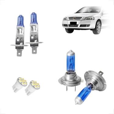 Imagem de Kit de Lâmpadas Halógena Super Branca H7 H1 Farol Baixo e Alto Astra 2