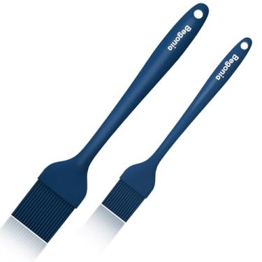 Imagem de Pincel de silicone Begonia para cozinhar, 2 pincéis de alimentos resistentes ao calor de 25 + 20 cm para assar, grelhar, cozinhar e espalhar óleo (azul prussiano)