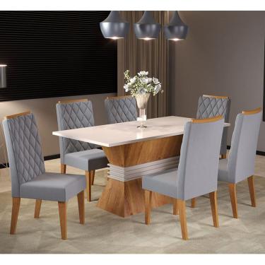 Imagem de Mesa De Jantar  Retangular Born Com 6 Cadeiras Iza - Casa Giulia